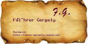 Führer Gergely névjegykártya